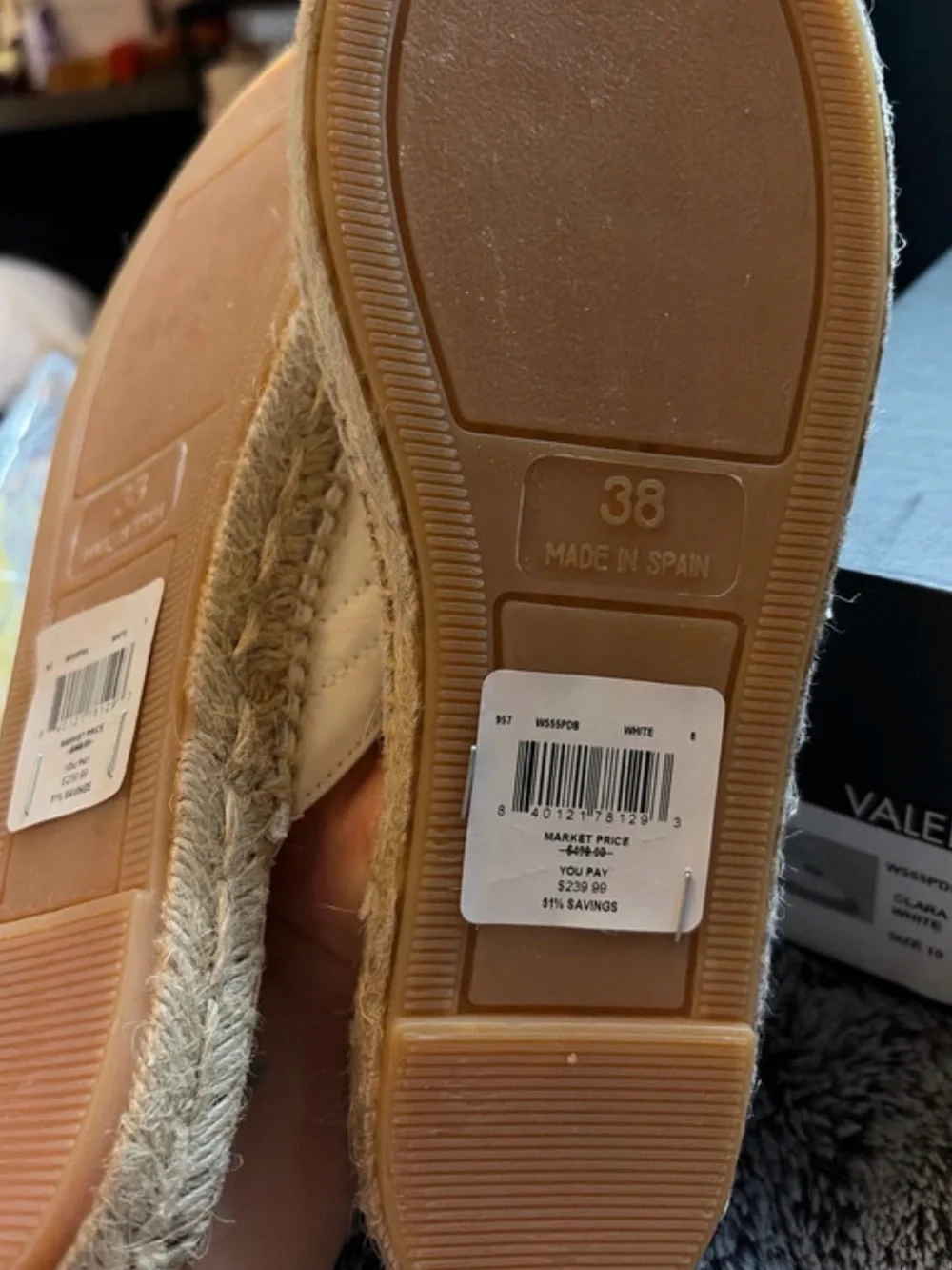Valentino Clara White Leather Espadrille Mules EU 38 / US 8